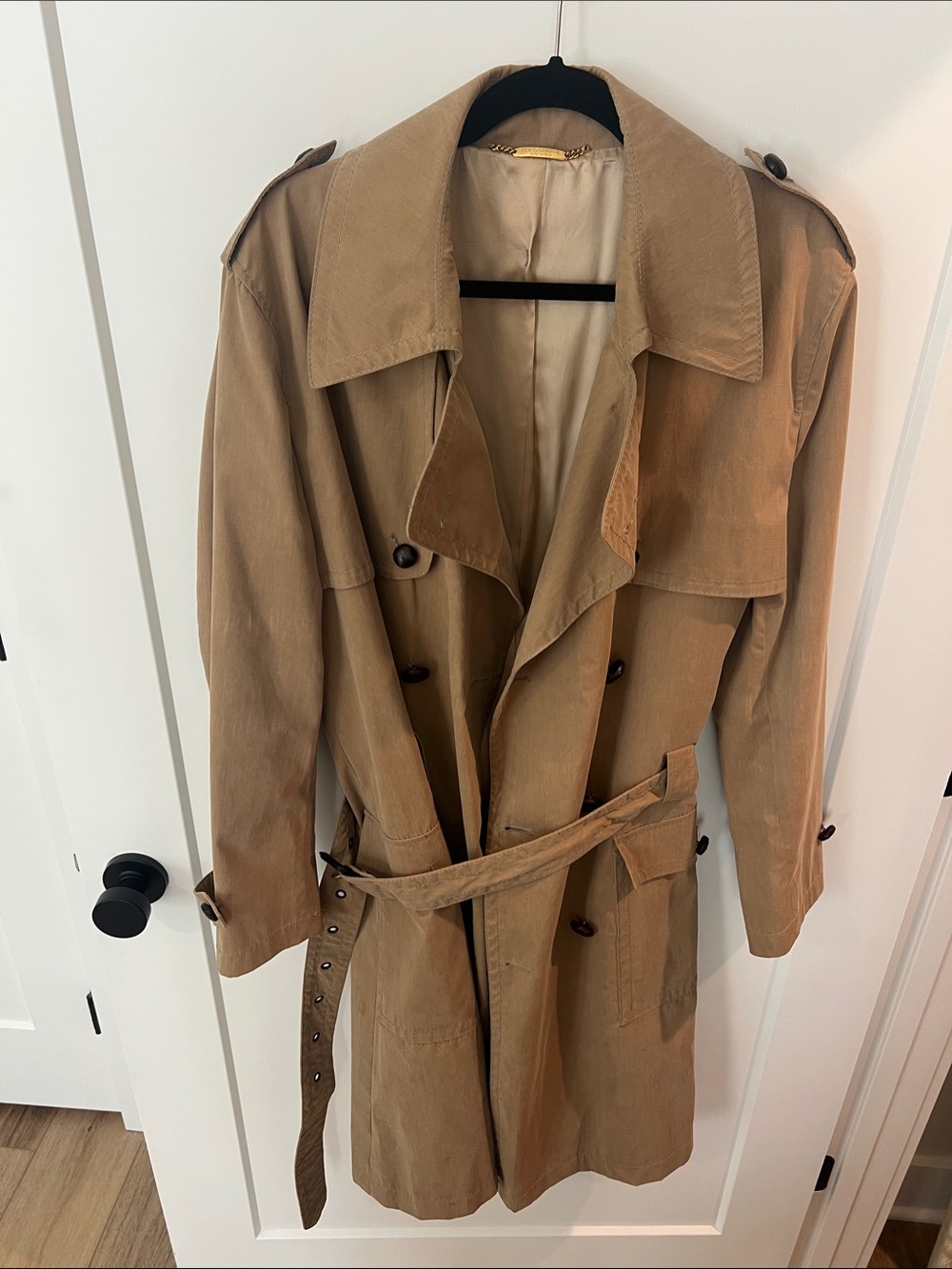 Vintage Dolce & Gabbana Brown/Tan Double-Breasted Trench Coat with Belt